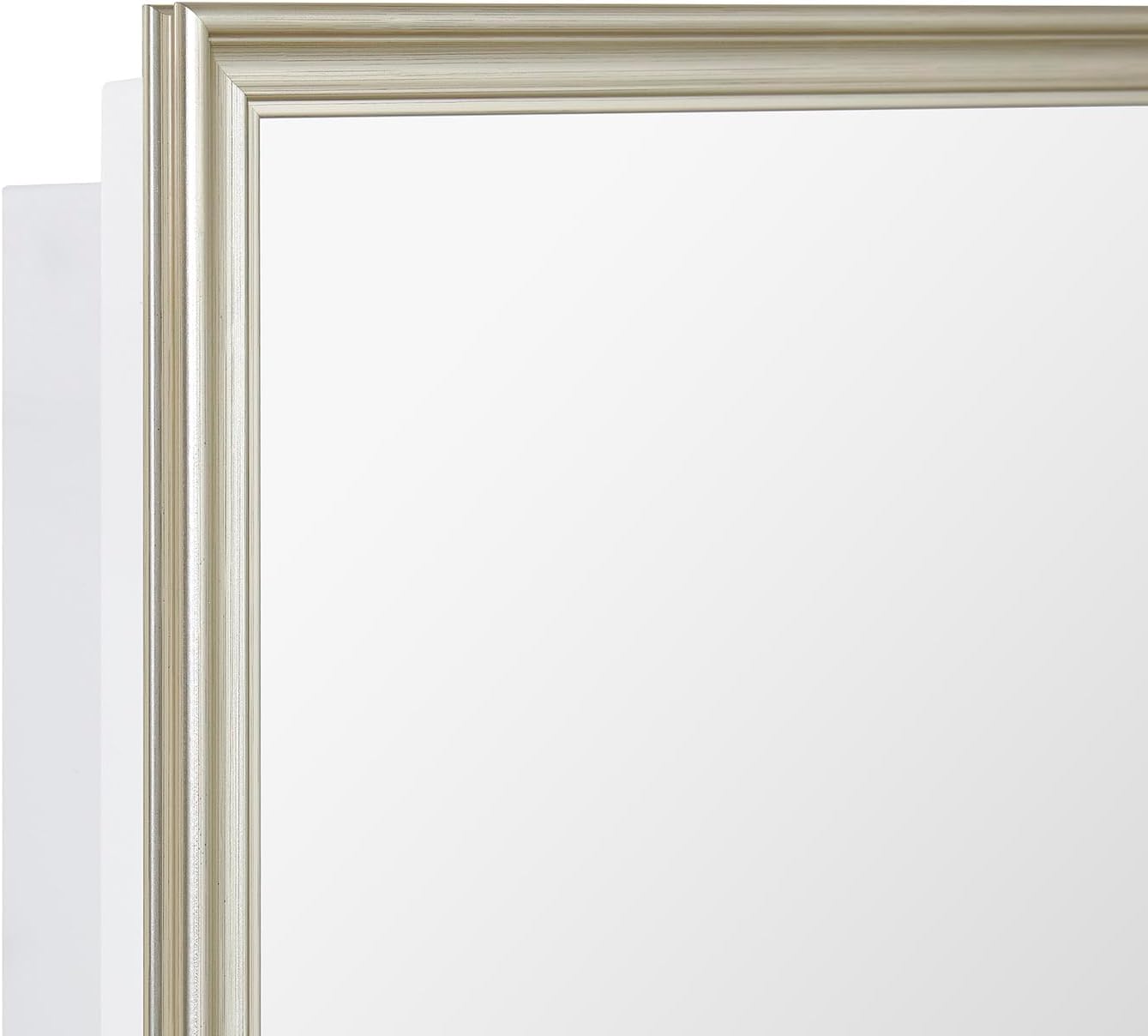 IDYLLOR White Medicine Cabinet with 14x18 Inch Gold Frame Mirrored Door, Wall Mounted Storage, Recessed or Surface Mount, 2 Adjustable Glass Shelves, Vanity Organizer for Bathroom, Bedroom, Hallway