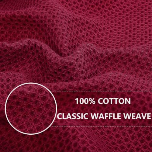 Image of Homaxy 100% Cotton Waffle Weave Kitchen Dish Cloths 6-Pack, Magenta | 12 x 12 Inches, Ultra Soft Absorbent Dish Towels, Quick Drying Dish Rags with Hanging Loop