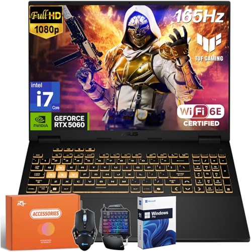 Image of ASUS TUF Gaming F16 Laptop, Intel 16-Core i7-14650HX, NVIDIA GeForce RTX 5060, 64 GB DDR5, 4 TB SSD, 16 inch FHD+ 165Hz Display, Windows 11 Pro, Wi-Fi 6E, Backlit Keyboard, Dolby Atmos, w /Accessories
