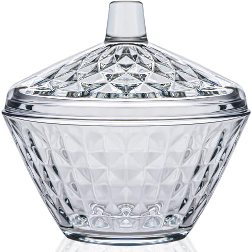 Konzept 11 Sucrier en verre transparent 330 ml - Avec couvercle - Style rétro - Verre robuste