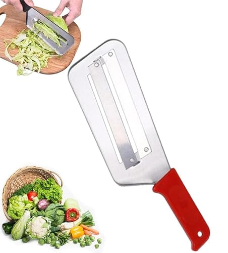 Dual Blade Julienne Cutter, Stainless Steel Dual Blade Julienne Cutter, Stainless Steel Shredder Knife, Cabbage Shredder Kitchen Grater Slicer,Multifunctional Vegetable (Red)