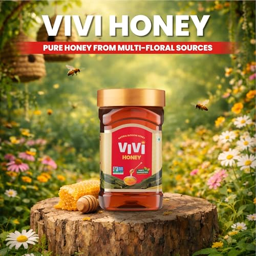 Image of VIVI Natural Honey 1kg (Pack of 6) | Non-GMO Project Verified | 100% Pure Honey | 0% Added Sugar | 0% Preservatives | Globally Certified Honey