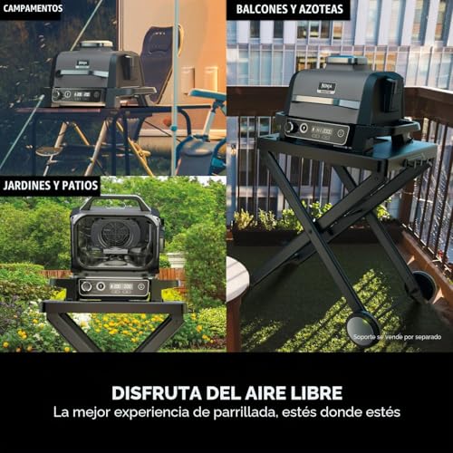 Miniatura 13 de Ninja Og701uk Woodfire Electric Bbq Grill Smoker, 7-En-1 Parrilla Al Aire Libre Y Freidora De Aire, Asado, Hornear, Deshidratados, Uso Woodfire Pellets, Resistente A La Intemperie, Antiadherente,