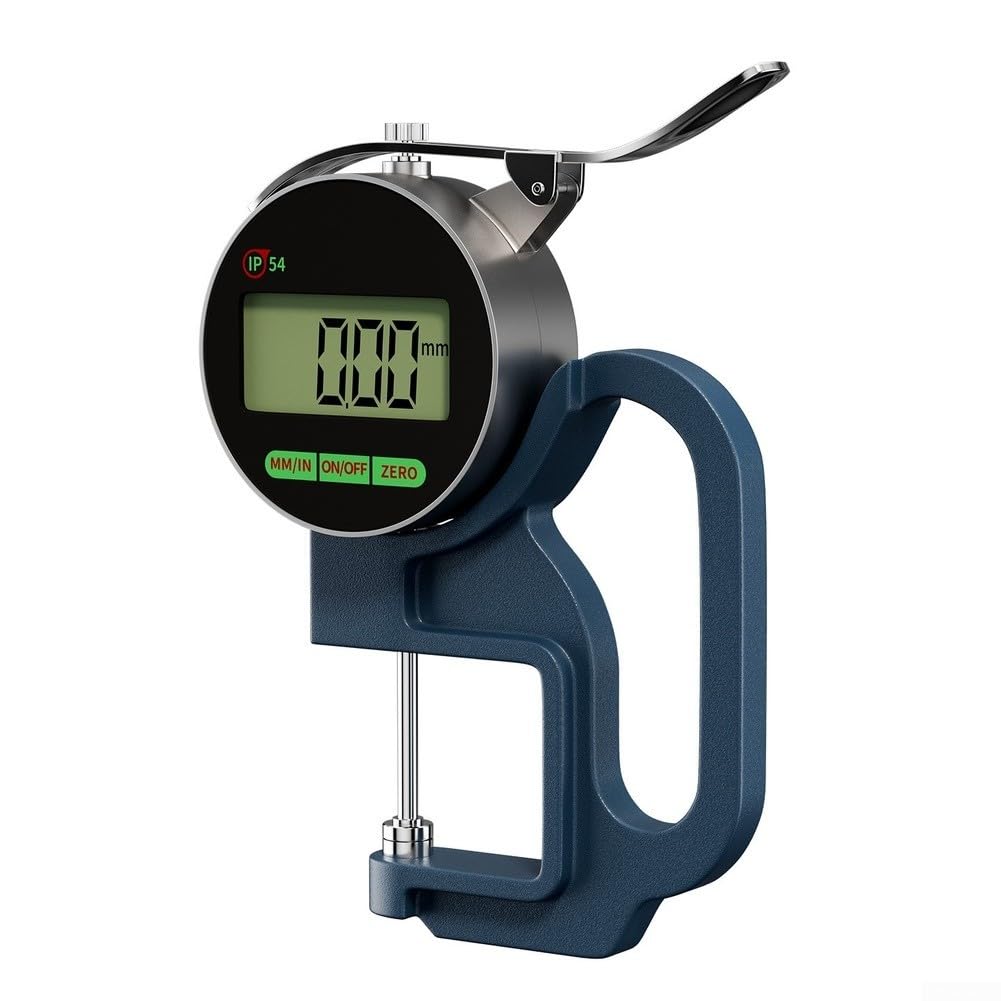 Elektronisches Dickenmessgerät, 0,001 mm Auflösung, IP54, staubdicht, Legierungslehre für Schmuck, Stoffbeschichtung, großer LCD-Bildschirm, Weiß
