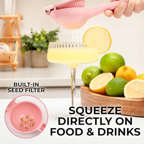 Image of Zulay Premium Quality Metal Lemon Squeezer, Citrus Juicer, Manual Press for Extracting the Most Juice Possible - Pink