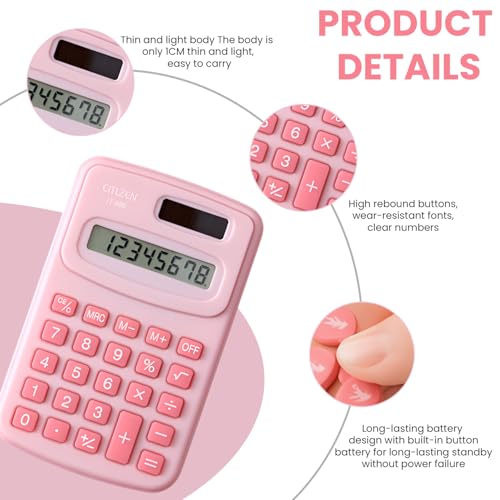 Image of SYGA Mini 8-Digit Electronic Calculator - Cute & Simple Scientific Calculator for Students & Office, Small & Portable Design (Pink)