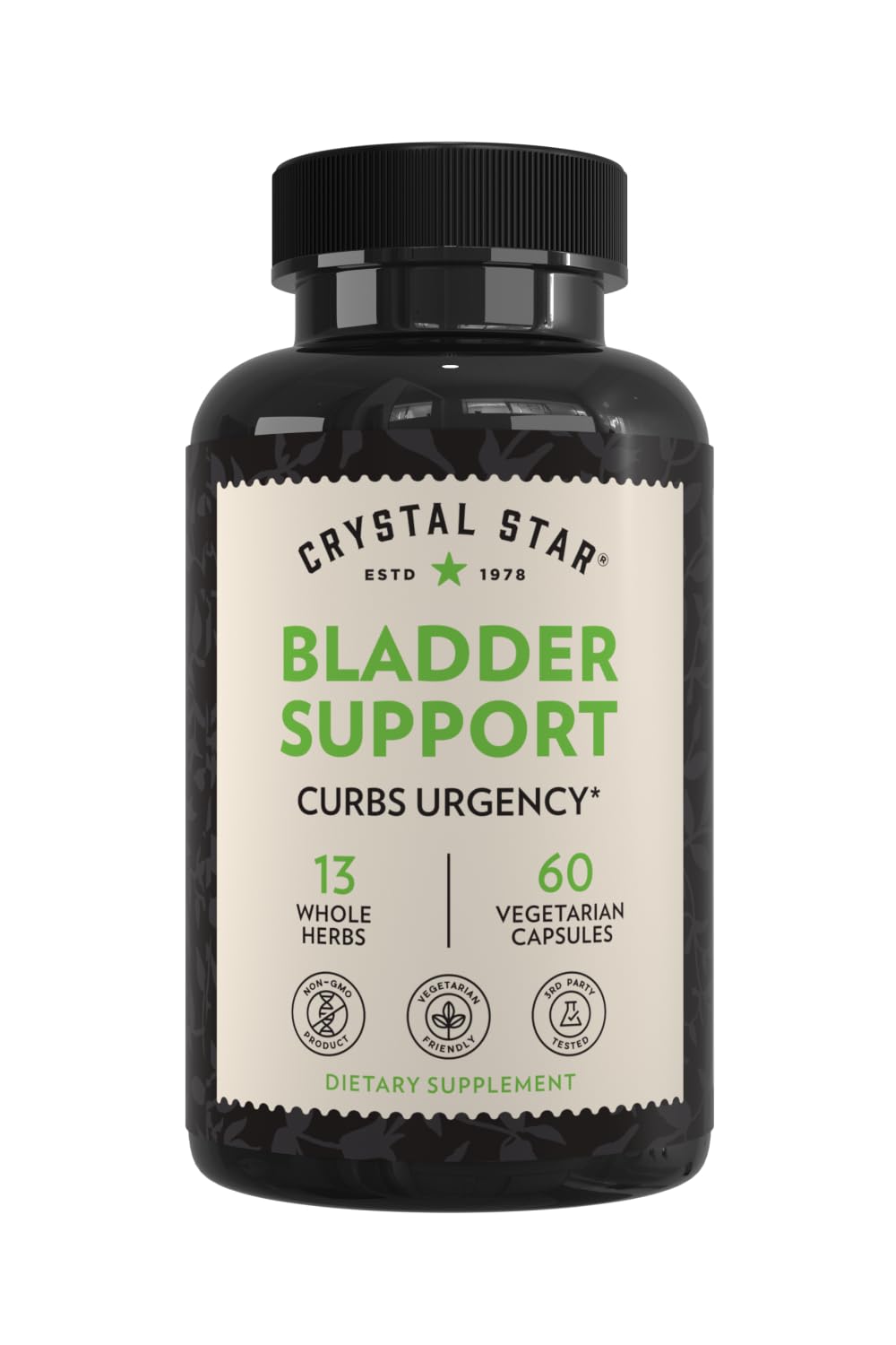 Crystal Star Bladder Support (60 Capsules) – Herbal Supplement for Healthy Bladder Function - Cranberry, Dandelion & Fenugreek - Helps Overactive Bladder and Incontinence - Non-GMO