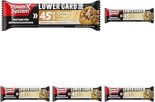 Power System Lower Carb Protein Riegel Cookies & Cream, 40 g (Packung mit 5)