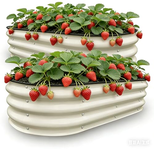 GrowHaus 4x2x1ft Galvanized Raised Garden Bed (2 Pack), Outdoor Metal Planter Box for Vegetables, Flowers & Herbs, Milk White
