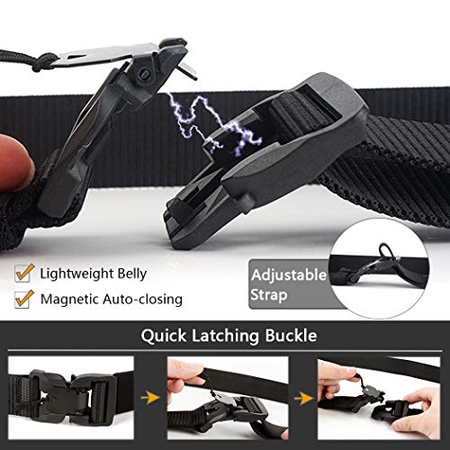 MOZETO Nylon Belt, Tactical Military Style Quick Release Work Belt, Outdoor Hiking Casual Web Belts for Men V-Ring Magnetic Buckle