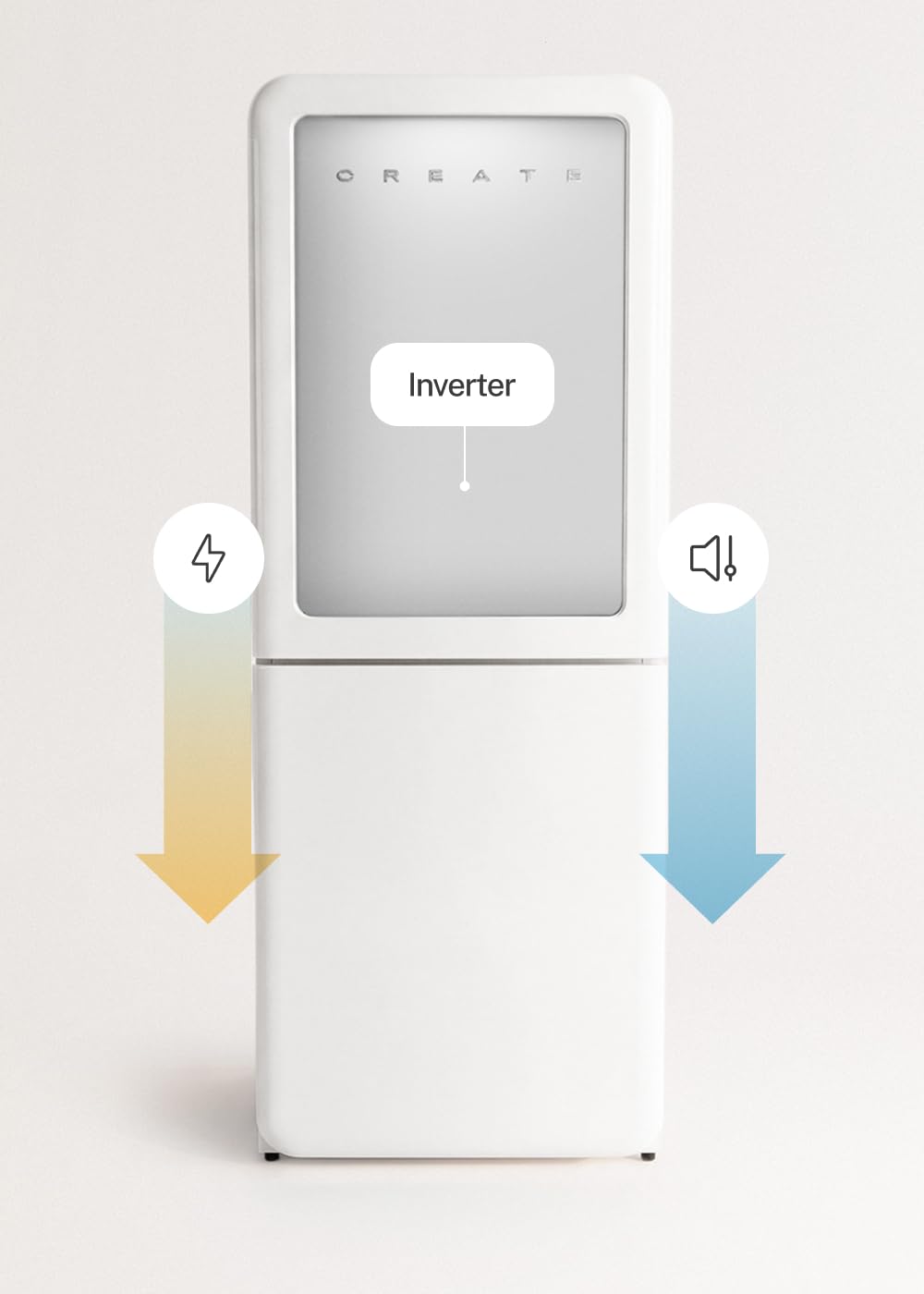CREATE / FRIDGE RETRO KNOCK KNOCK 401L / Frigorífico combi con ventana de visualización blanco/No Frost, tecnología inverter, función enfriamiento rápido, control de temperatura, estilo retro, 190W