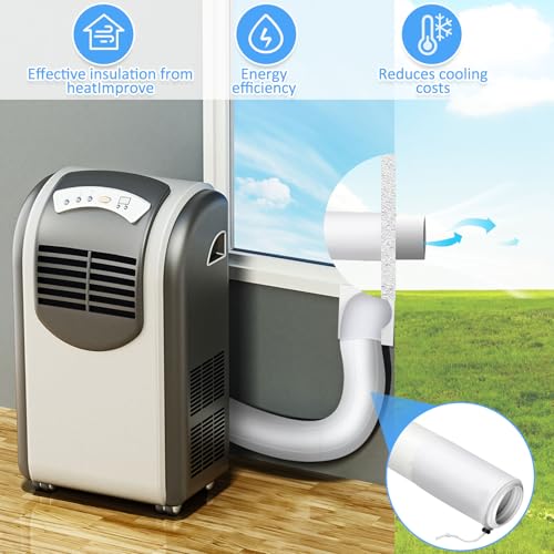 Image of Outus 2 Pcs Portable Ac Hose Insulation Sleeve 60in Portable Air Conditioners Insulated Cover Wrap Fit for 5 inch& 5.9 inch Diameter Exhaust Easy Installation with Adjustable Strap (White)