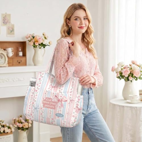 Bible Corduroy Tote Bag for Women, Christian Church Shoulder Bag Gift — view 3