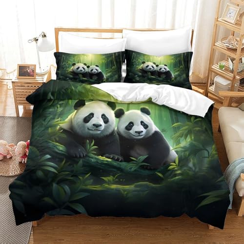 Housse de couette pandas 140x200 microfibre douce pour lit single enfant - 3