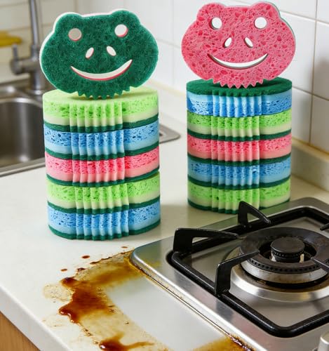 Image of 12 Pack Scrub Sponge,Dual-Sided Multi-Functional Premium Cleaning Sponges,Dishwashing Sponge for Heavy Duty Scouring Pads,Bathroom,Dish,Furniture,Kitchen