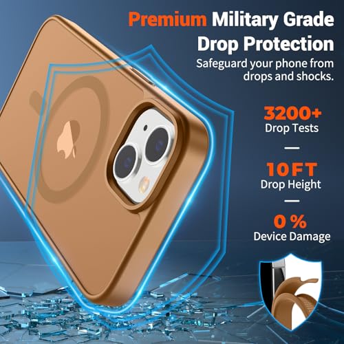 Image of SUPFINE Magnetic for iPhone 15 Case (Compatible with MagSafe) (Military Grade Drop Protection) Translucent Matte Shockproof with Anti-Fingerprint Phone Case,Brown