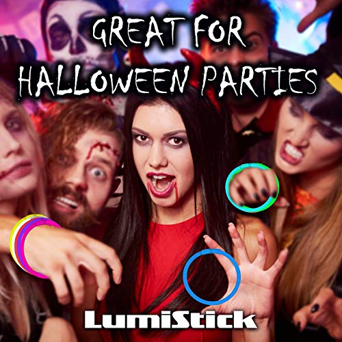 Lumistick 8 Inch 100 Glow Sticks Bulk Party Favors with Connectors | Light Sticks Neon Party Glow Necklaces and Glow Bracelets | Glow in The Dark Party Supplies (Assorted, 100 Glow Sticks)
