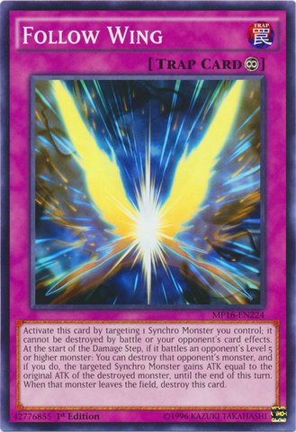 Amazon.com: Yu-Gi-Oh!! - Follow Wing (MP16-EN224) - Mega Pack 2016 - 1st  Edition