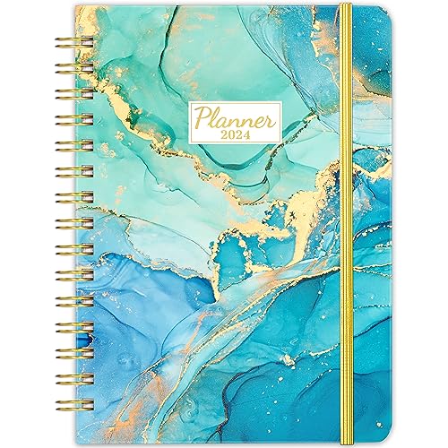 2024 Planner - 2024 Planner Weekly and Monthly, Jan 2024 - Dec 2024, 6.4" x 8.5", 2024 Calendar Planner with Monthly Tabs, Back Pocket, Elastic Closure, Twin-Wire Binding, Sturdy Cover
