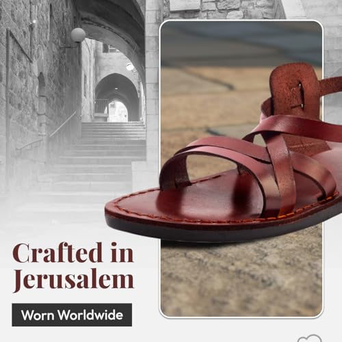 Image of Holy Land Market Men /Women Biblical Jesus Leather Sandals /Slides From Jerusalem (Yashua-Style II)