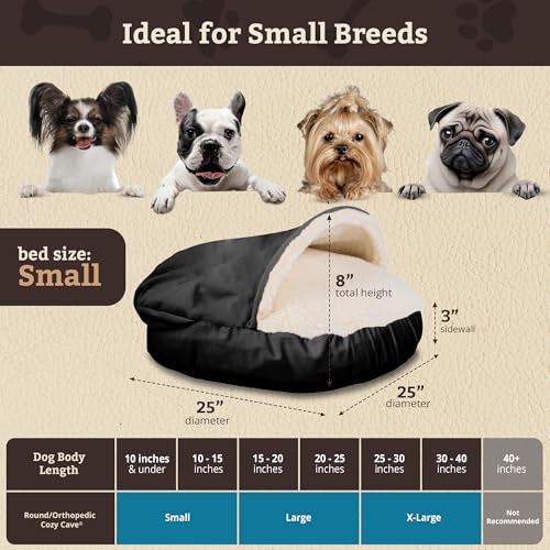 Image of Snoozer Cozy Cave Dog Bed, Round Covered Dog Bed, Black (S)