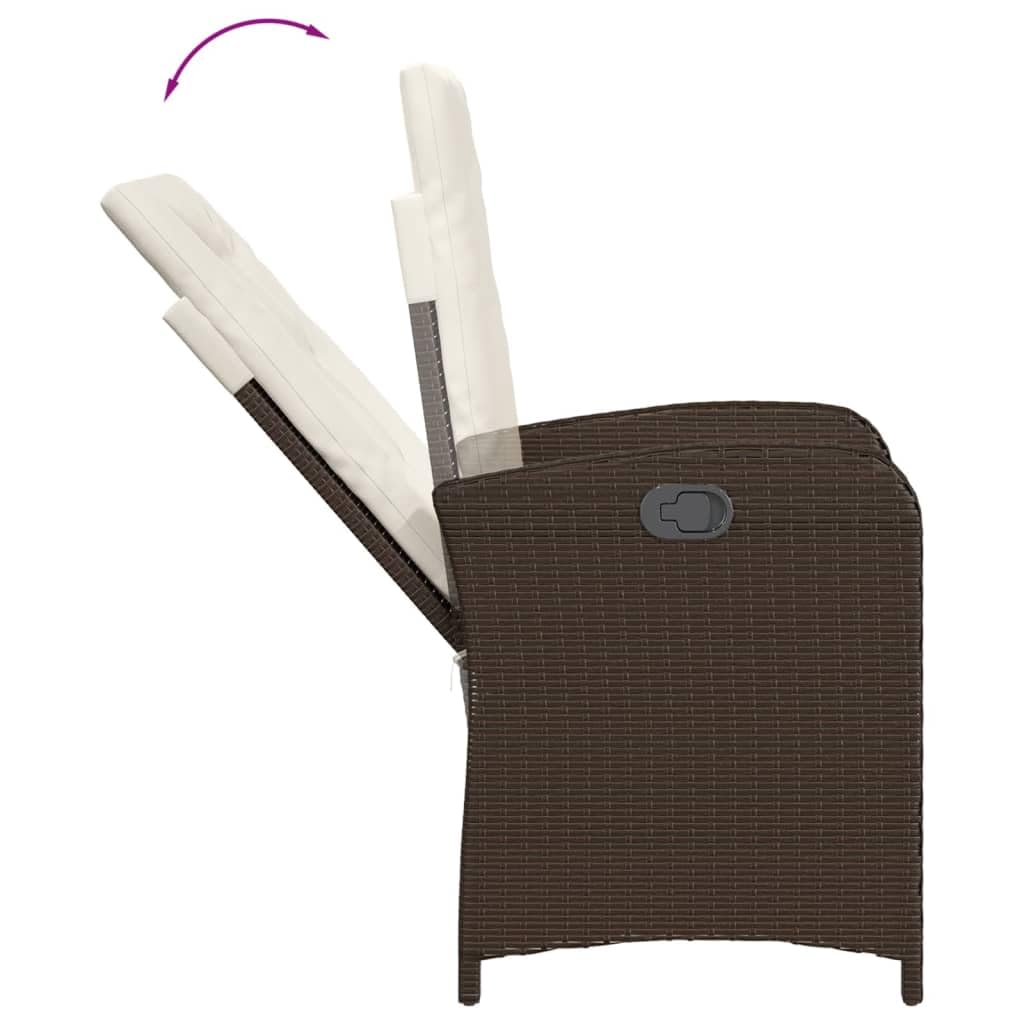 Poltrona reclinabile da giardino con cuscini in rattan sintetico marrone Sedie da esterno resistente alle intemperie, poltrone per terrazze, mobili da giardino, poltrone da giardino