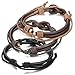 ORAZIO 3PCS Leather Bracelet for Men and Women Braided Cuff Bangle Size Adjustable 7-10 Inches