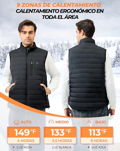 Chaleco calefactable hombre para combatir el frío con 9 zonas térmicas 2