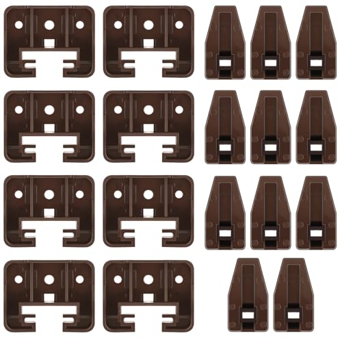 Ripeng 20 Set Plastic Drawer Slides and Guides Replacement Furniture Parts Plastic Cabinet Slides Stopper for Dressers, Hutches and Night Stand Drawer Systems, Brown
