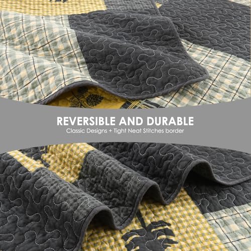 Image of Cabin Plaid Quilts Queen Size - 100% Cotton Western Bedding Set