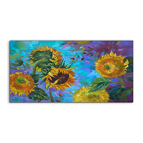 Tableau acrylique 120x60cm de qualité premium motif fleurs de soleil