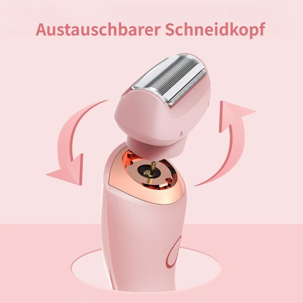 Boulina Glisse Pro Rasierer Damen, Glisse Pro Haarentferner Boulina, Komfortabler Elektrischer 2-in-1-Damenrasierer, Wasserdichtes Haarentfernungsgerät für Nass- und Trockenanwendungen (Rosa)