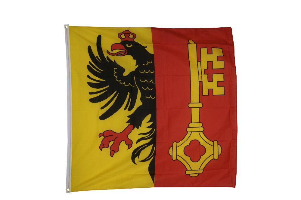 Drapeau Suisse Canton De Genève - Taille 120 X 120 Cm - Polyester Résistant Avec œillets Métalliques