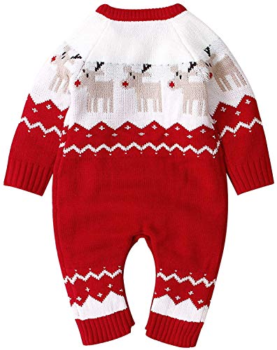 Baby Kerst Trui Romper Gebreide Rendier Jumpsuit Outfits - Afbeelding 3