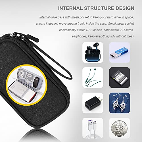 Electronics Carrying Pouch Case Bag Cable Charger Organizer Case Travel Shockproof Cord Case For Cellphone Earphone Powerbank Usb Hard Drive Sd Card Memory Cards Cables External Driver (A-S-Black) #TOP3