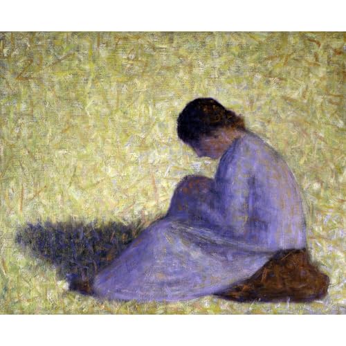 Poster Paysanne assise dans l'herbe par Seurat 76x101cm grand format affiche décoration murale