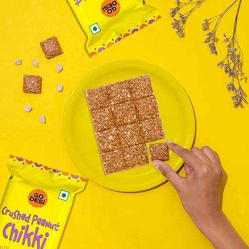 Image of Go Desi Crushed Peanut Chikki Bar, 100 grams pack, Gajak, Sweets, Gazak