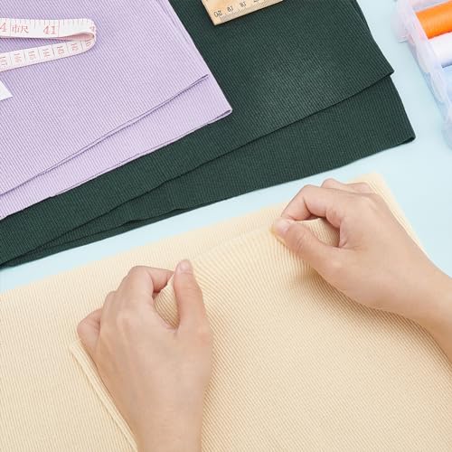 BENECREAT Knitted Rib Fabric, 65x23cm Cotton Stretch Ribbing for Waistband Neckband Cuffs Jacket Extension Sewing, Bisque - Image 3