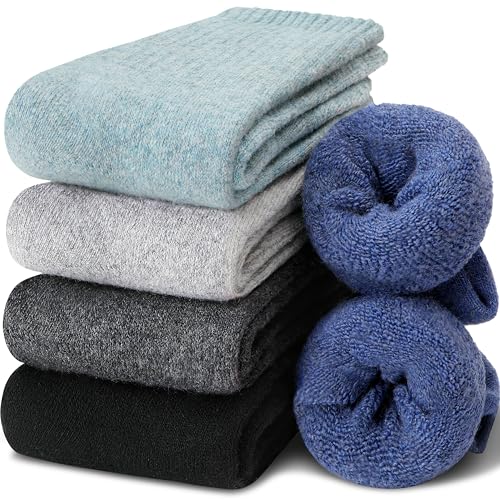 EBMORE Womens Merino Wool Thermal Socks Warm Winter Thick Walking Cosy Boot Crew Comfy Gift Work Hiking Socks for Ladies 5 Pairs(Mix Colour G)
