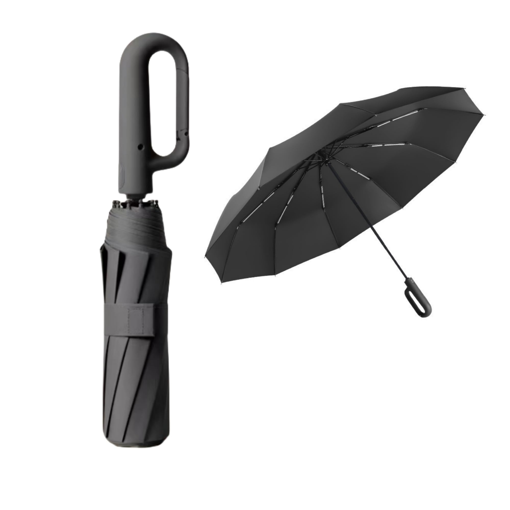 Foldable Umbrella for Travel,10 Ribs Lightweight Automatic Open Close Umbrella, Portable Rain Sun UV Umbrella Black-image-31