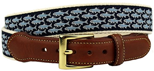 COUNTRY CLUB PREP Tarpon School's Out for Summer Leather Tab Belt in Navy2