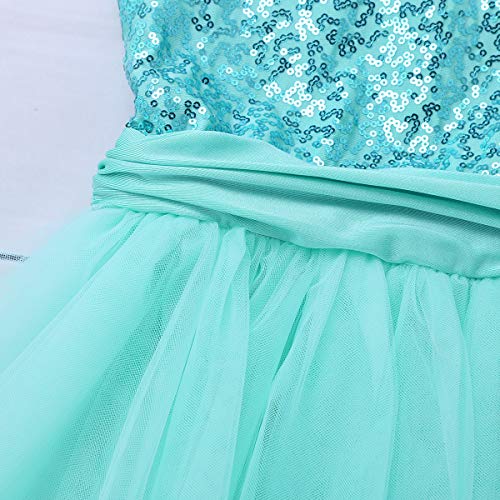 image for TiaoBug Kid Girls Sleeveless Dance Dress Sequined Mock Neck Ballet Leo