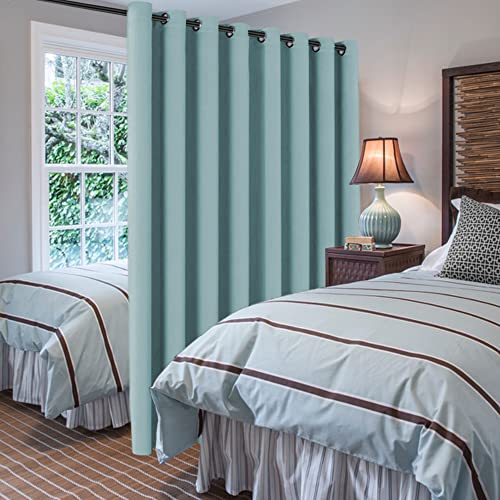 Image of H.VERSAILTEX Blackout Patio Curtains 100 x 108 Inches for Sliding Door Extral Wide Blackout Curtain Panels Thermal Insulated Room Divider - Grommet Top, 9' Tall by 8.5' Wide - Mineral Blue