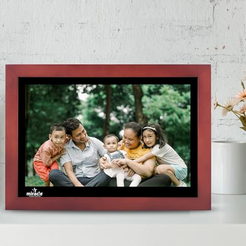 Image of Miracle Digital 15.4''(38.1) cm Wooden Digital Photo Frame Hi- Def.Screen Built in 8GB Memory & 2GB RAM.USB Disk Card,Remote Photos SlideShow,Video Audio,Support SD (Dark)