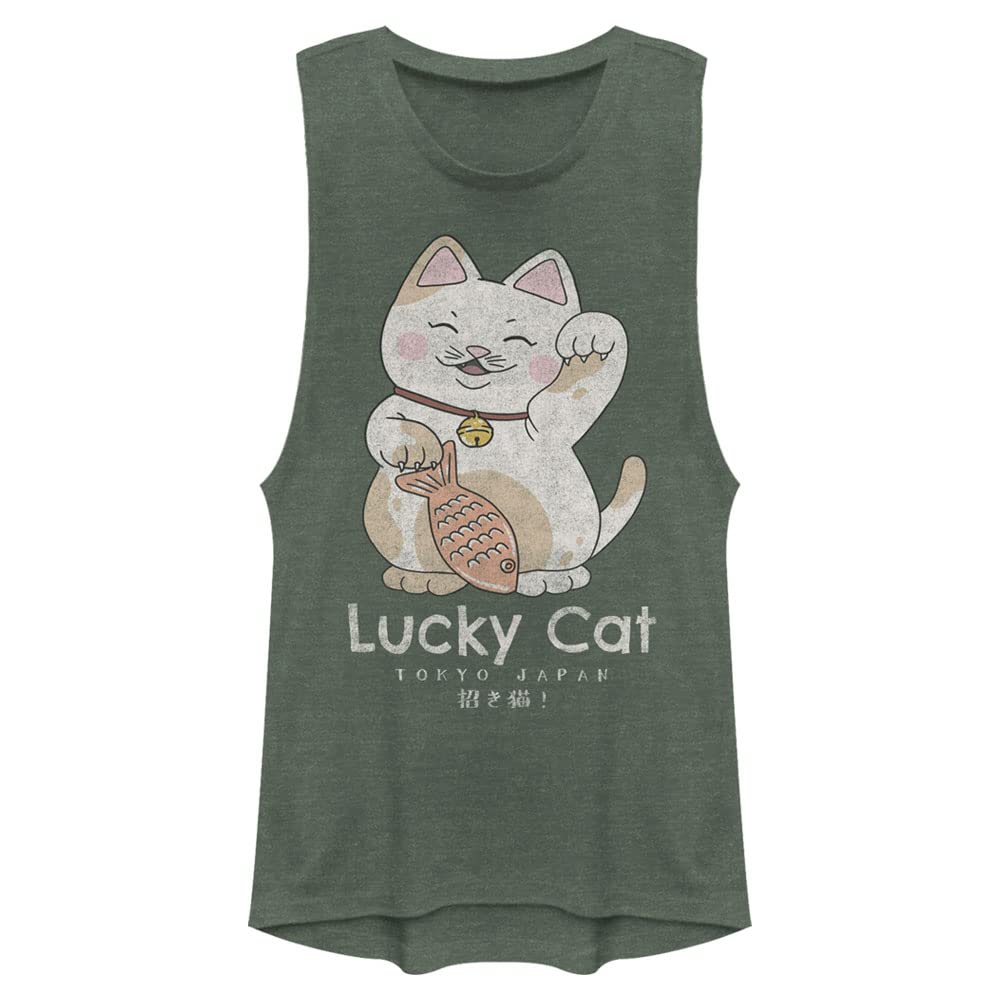 Lucky Cat Women's Tank -Pine Green