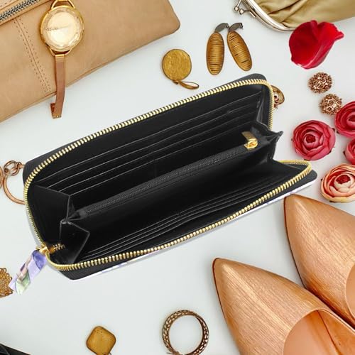 MNSRUU Womens Wallet Purses, Purple Flower Iris Clutch Purses for Women RFID Blocking Credit Card Holder Wallet Leather Zipper Coin Purse4