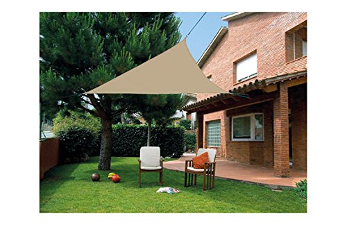 Quality ferreteria plus M292828 Bâche voile d'ombrage triangulaire imperméable 3,6 x 3,6 x 3,6 m marron