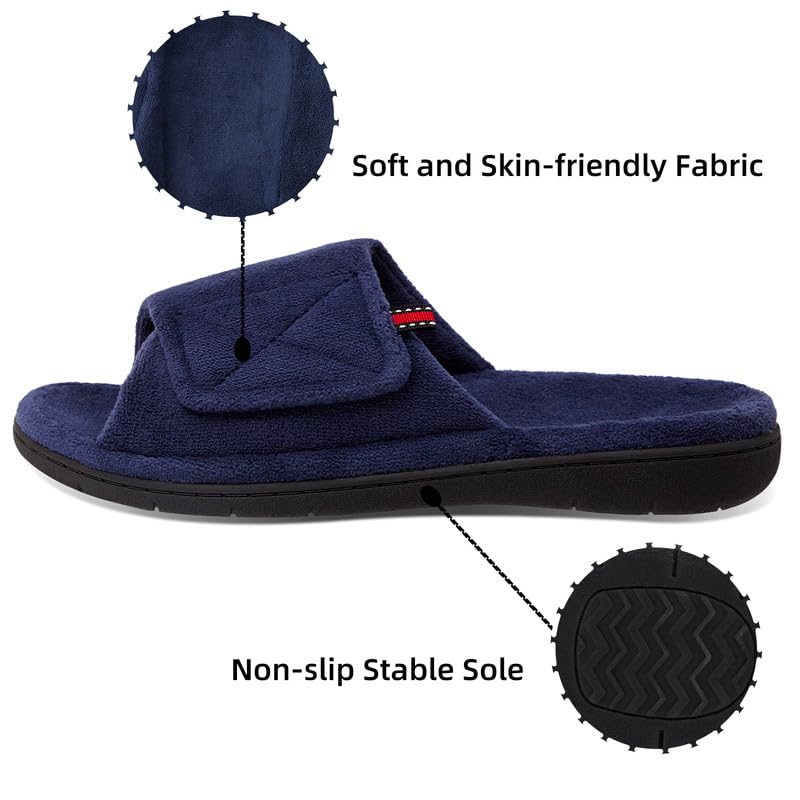 WALKFUN Adjustable Memory Foam Indoor Slippers for Women Non-slip Diabetic Arch Support Home Slippers2