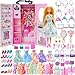 Yutoy 122 Piezas Armario Muñecas con Muñeca 11,5 Pulgadas, Ropa y Accesorios, Incluye Vestido Princesa Zapatos Bolsos Otros Complementos, Juguetes Disfraces Adecuados para Niñas, Niños y Niños (Rosa)