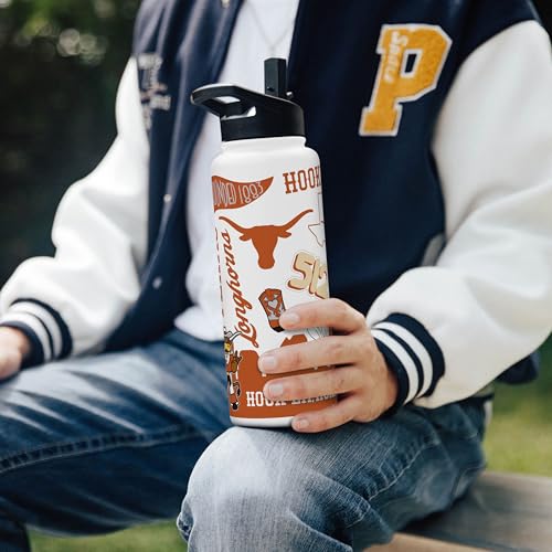 Image of Logo Brands NCAA Native 34 oz Quencher Water Bottle - | Local Icons Design | Double-Wall Insulated| Leak-Proof Lid & Built-In Straw